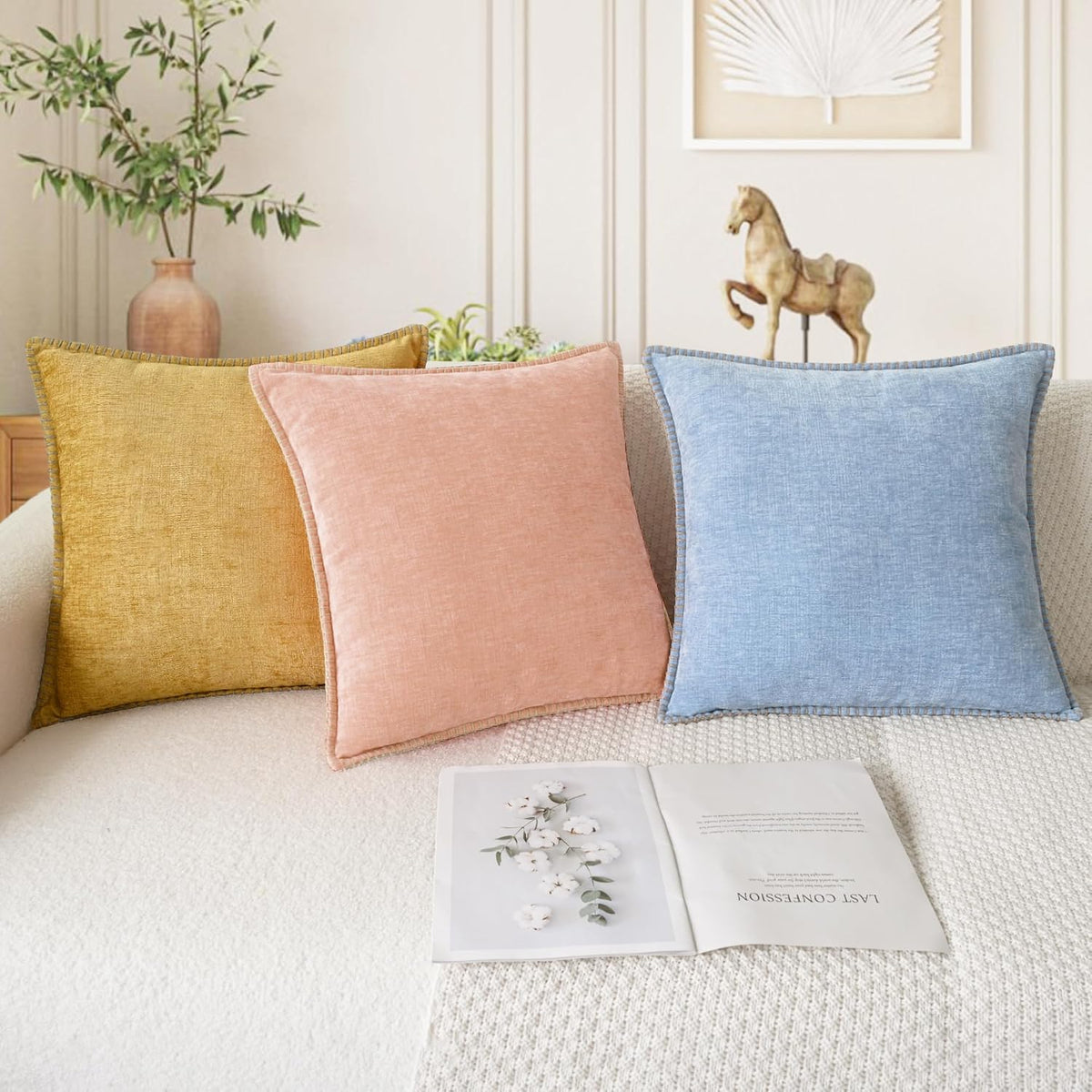 CaliTime Decorative Couch Throw Pillow Covers 20 X 12 Inches Gold