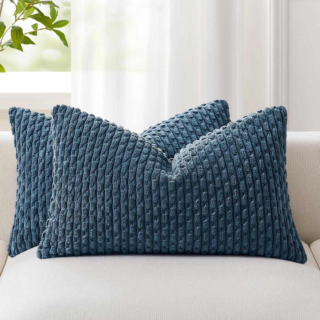 Kevin Textile Soft Corduroy 18x18 Inch Pillow Covers 2 Pack, Sage Green