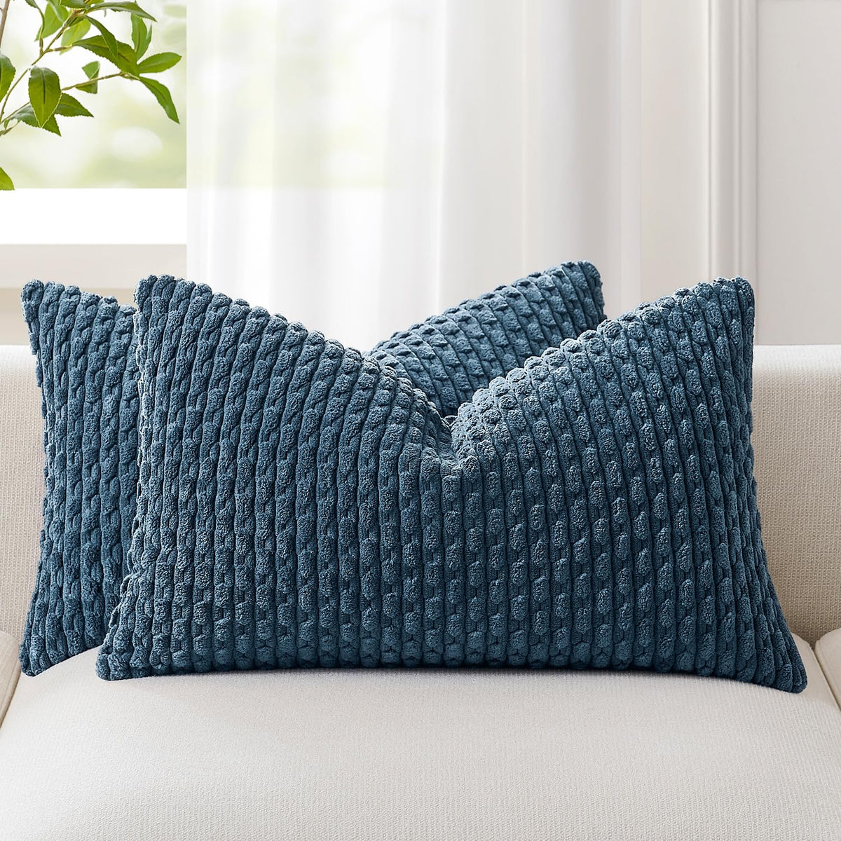Kevin Textile Soft Corduroy 18x18 Inch Pillow Covers 2 Pack, Sage Green