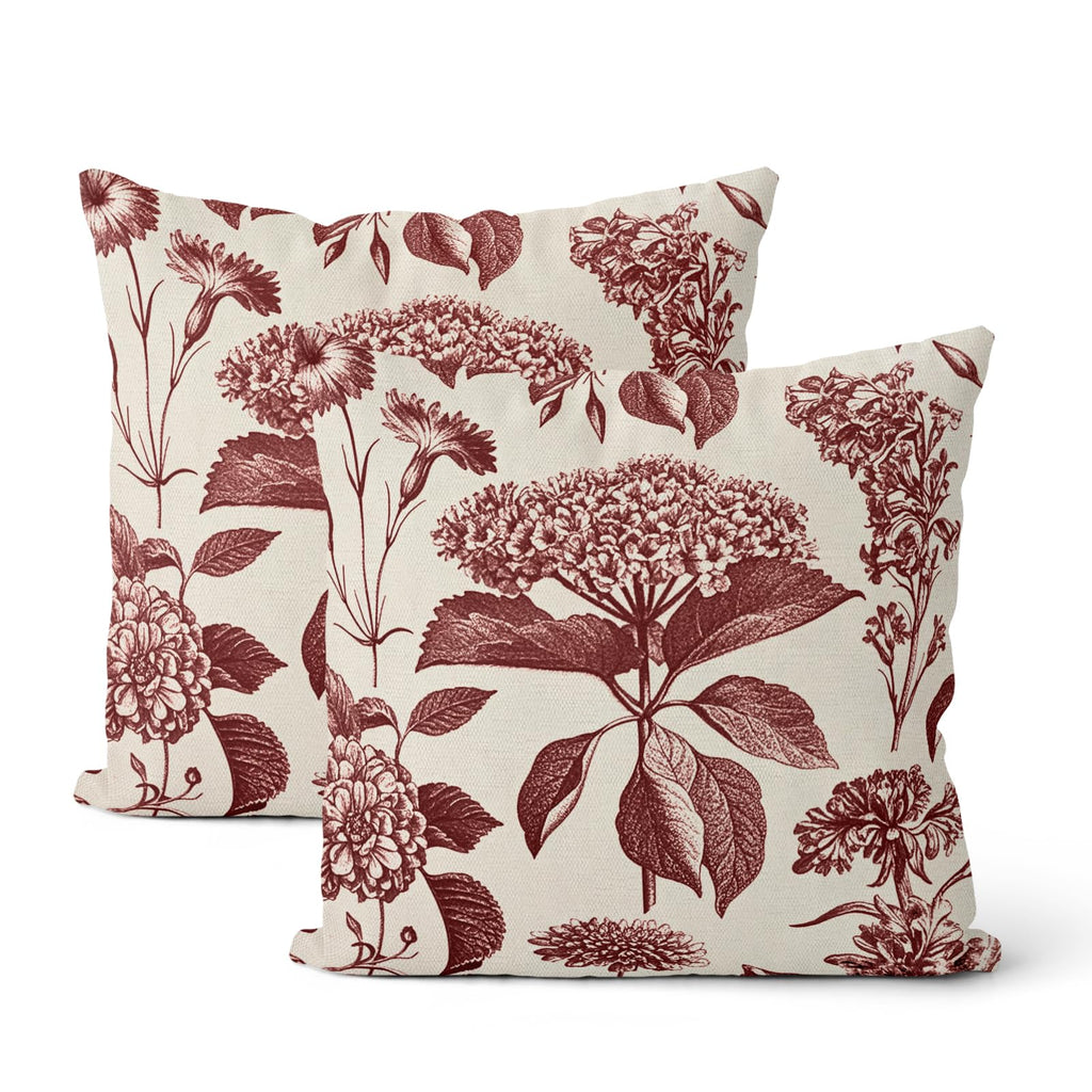 Floral Outdoor Pillow Covers 18x18 Inch Set of 2 Blue Green
