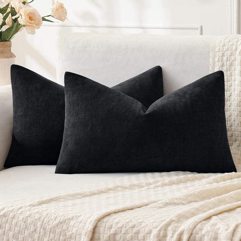 MIULEE Olive Green Chenille Couch Throw Pillow Covers, 18x18