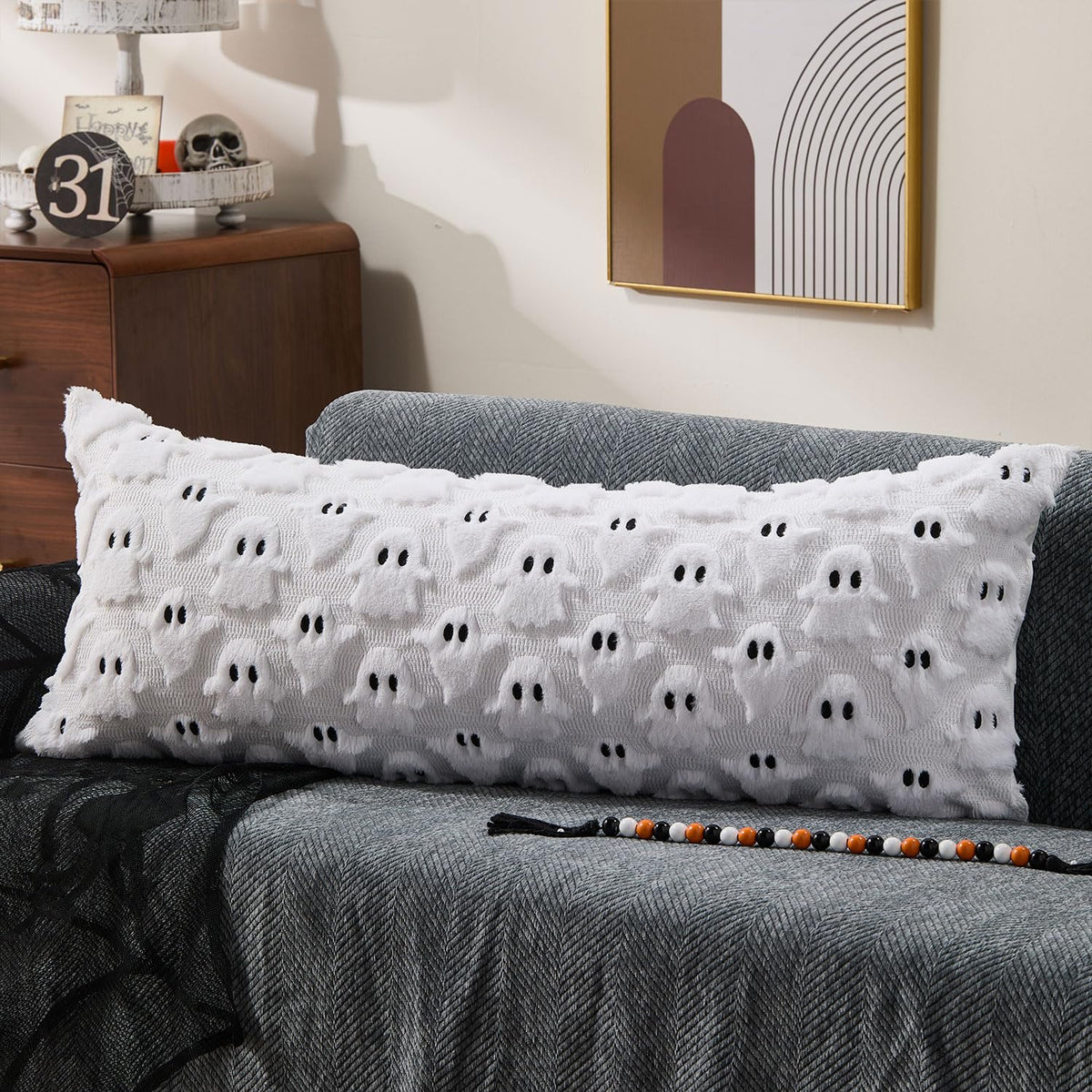 DFXSZ Halloween Pillow Covers 22x22 inch 2Pcs White Ghost Halloween Decor