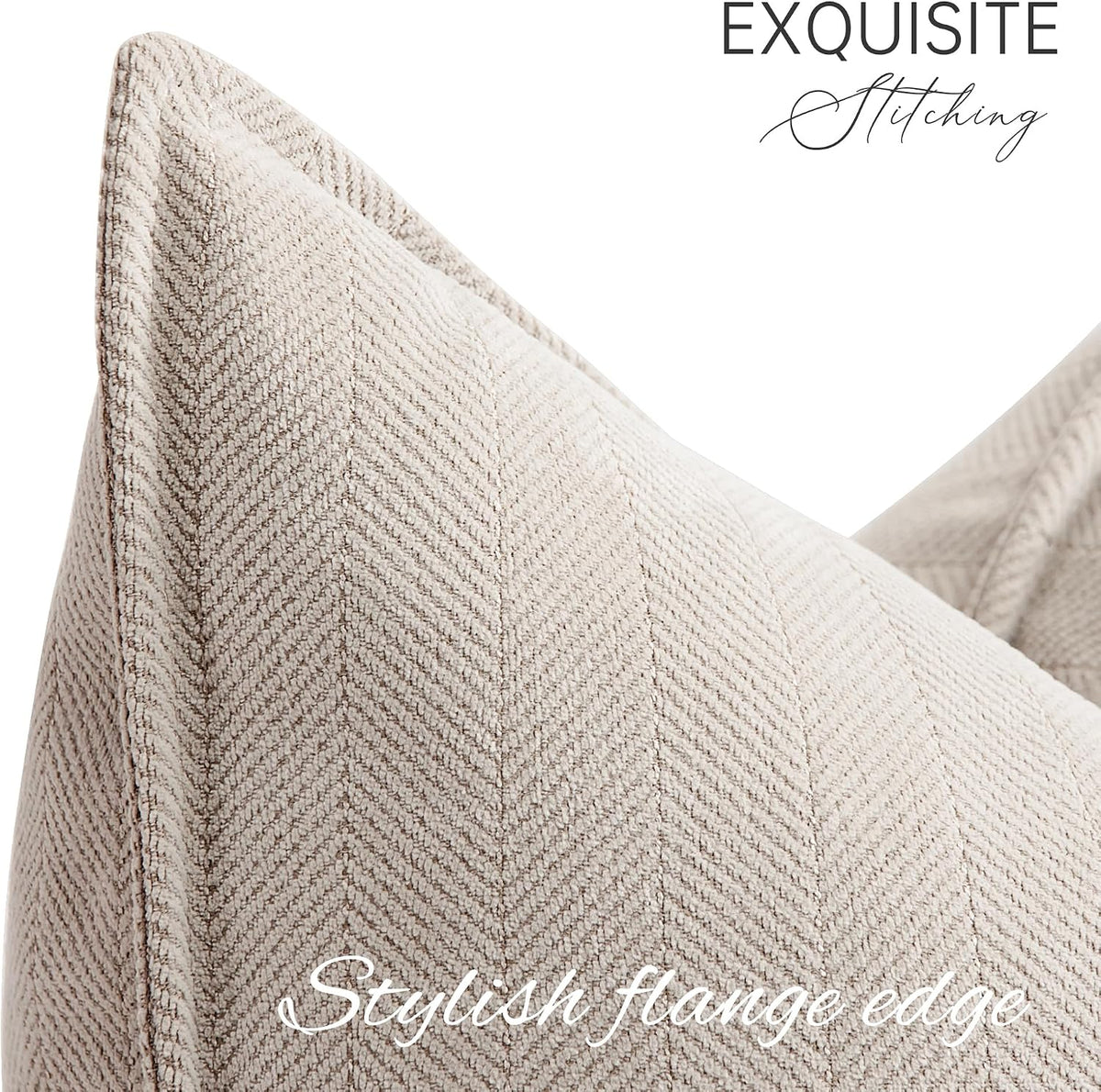 ZWJD Beige Pillow Covers 20x20 Set of 2 Chenille Throw Pillow Covers with Elegant Design Soft and Luxurious Decorative Throw Pillows for Couch, Bed, and Home Decor