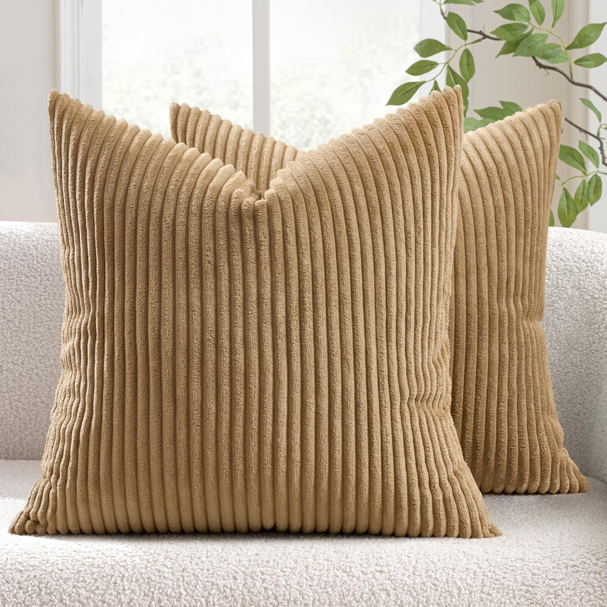 MIULEE Fall Decorative Corduroy Throw Pillow Covers Set of 2 20x20 Orange