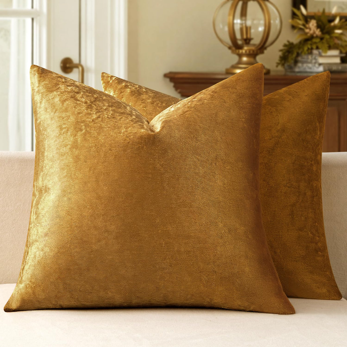 MIULEE Velvet Fall Throw Pillow Covers 20x20 Inch Pack of 2 Burnt Orange