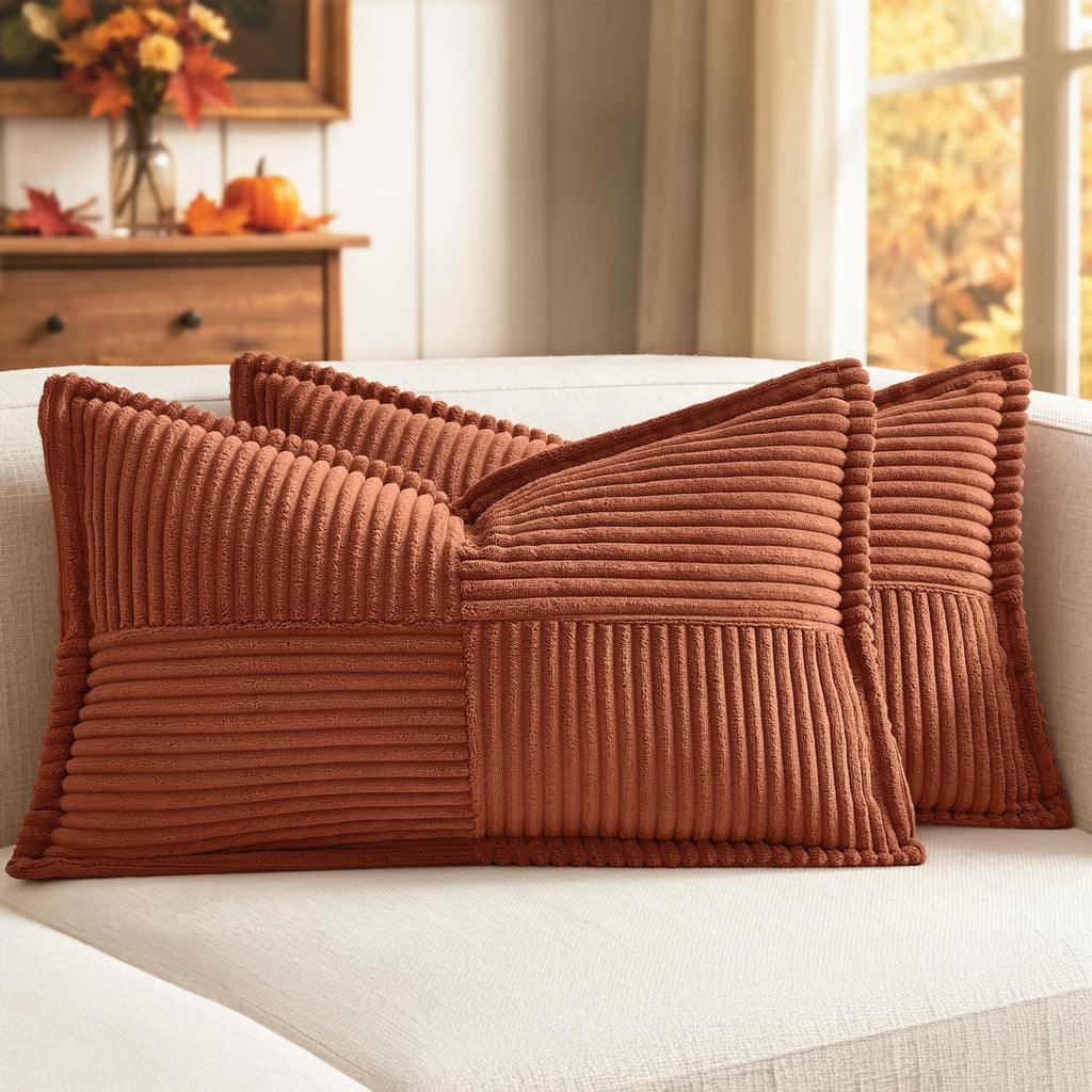 MIULEE Decorative Throw Pillow Covers for Couch 18x18 Inch Beige 2 Pack