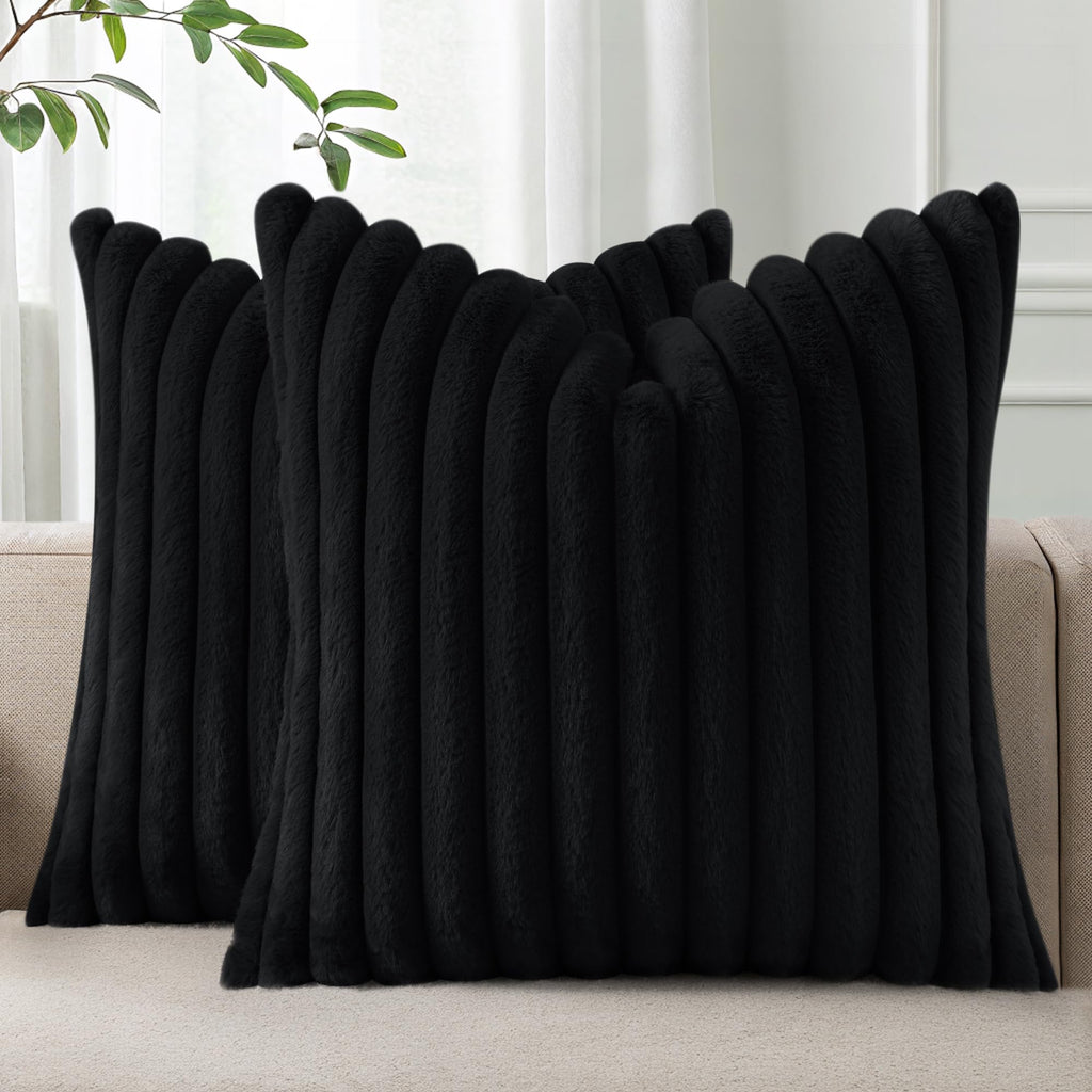 Pallene Faux Fur Decorative Throw Pillow Covers 18x18 Set of 2, Cream White