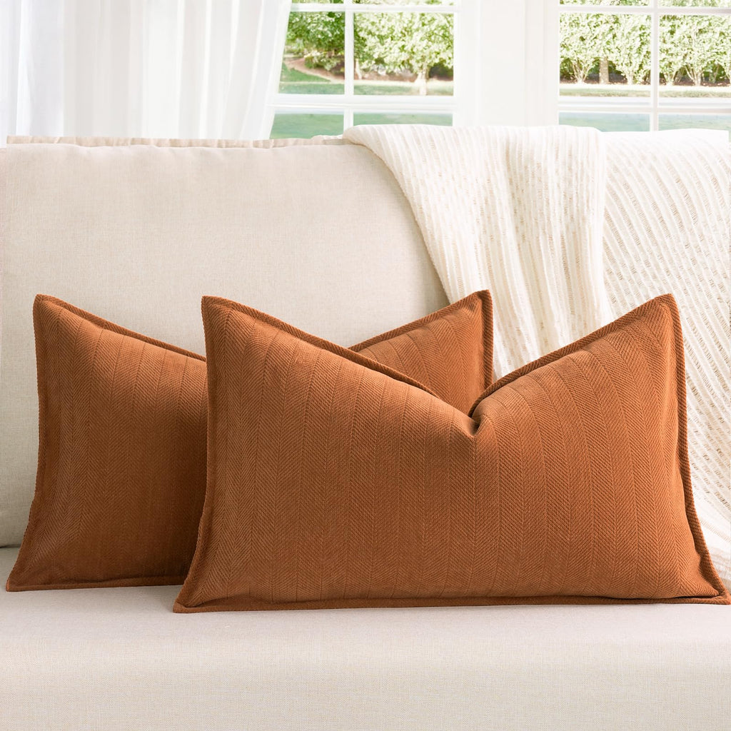 ZWJD Beige Pillow Covers 20x20 Set of 2 Chenille Throw Pillow Covers with Elegant Design Soft and Luxurious Decorative Throw Pillows for Couch, Bed, and Home Decor