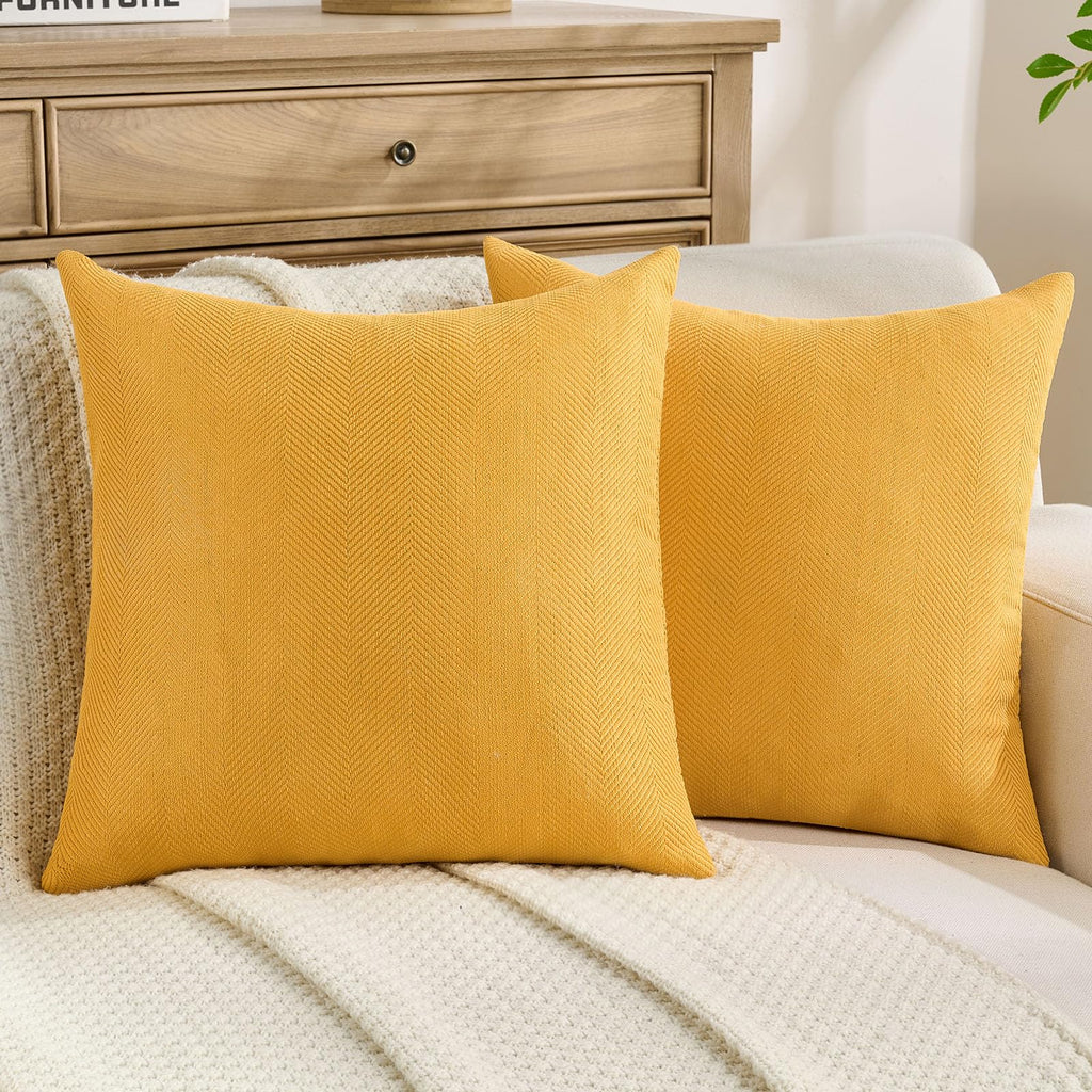 FUTEI Pack of 2 Chenille Throw Pillow Covers 18x18 Inch, Black