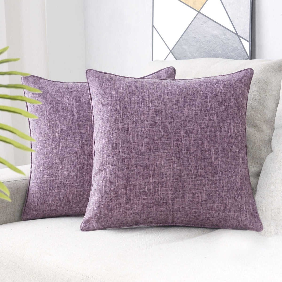 HPUK Throw Pillow Covers 18x18 Set of 4, Blue Patterned & Solid Covers
