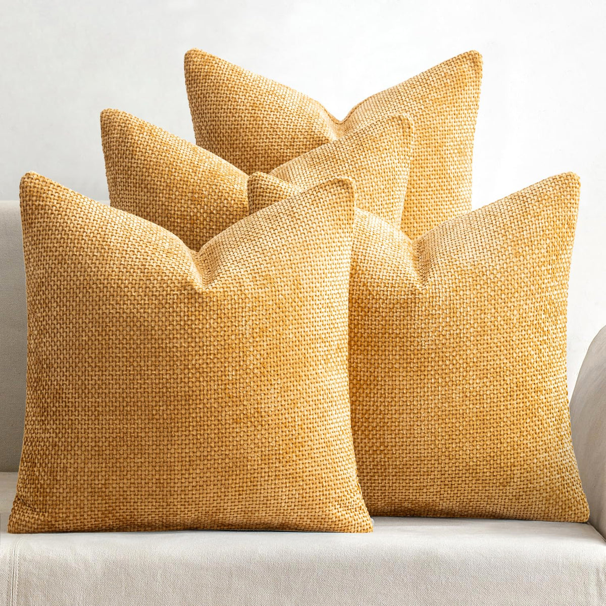 MIULEE Soft Decorative Chenille Pillow Covers Blue Series 18x18 Pack of 4