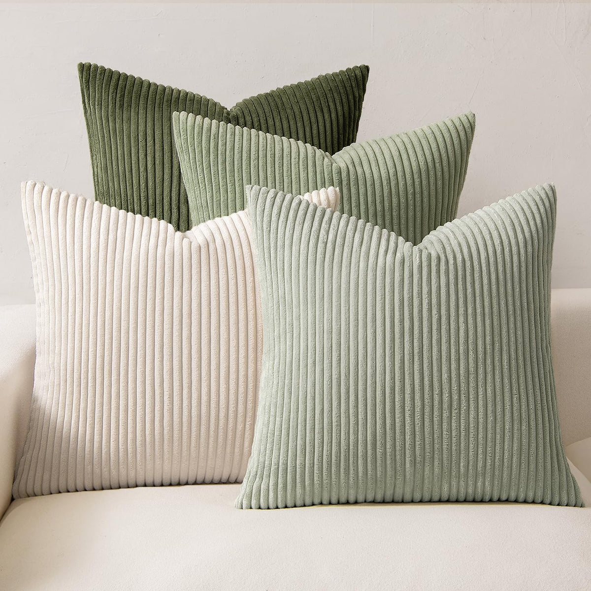 MIULEE Soft Corduroy Decorative Throw Pillow Covers Orange Teal 18x18