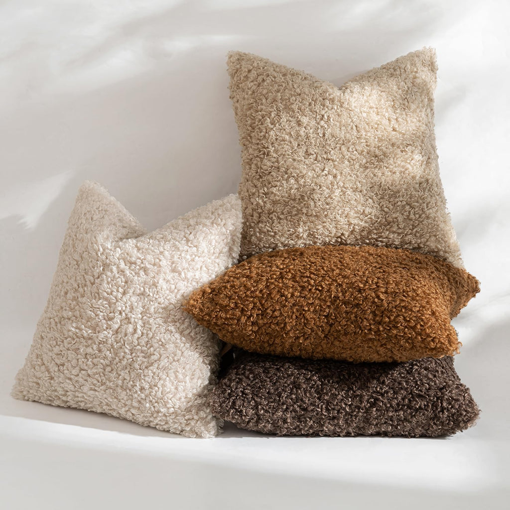 MIULEE Decorative Faux Fur Pillow Covers Sherpa 18x18 Chocolate