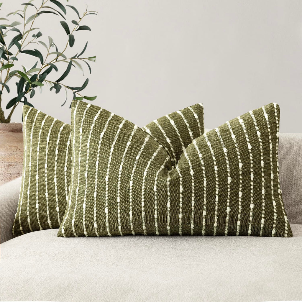Foindtower Decorative Striped Boucle Throw Pillow Covers 20x20 Inch Camel