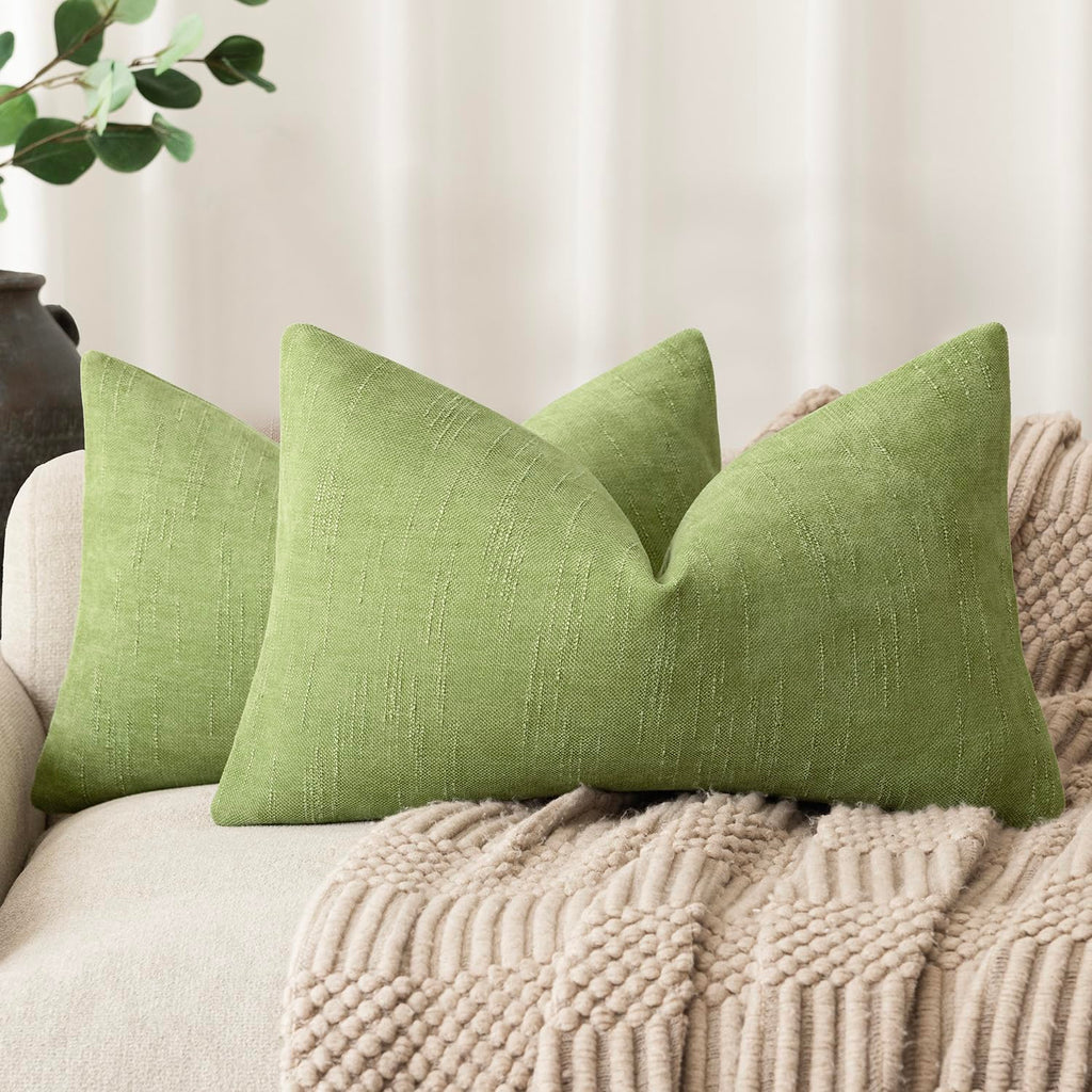 Foindtower Solid Textured Chenille Throw Pillow Covers 20x20 Inch,Taupe