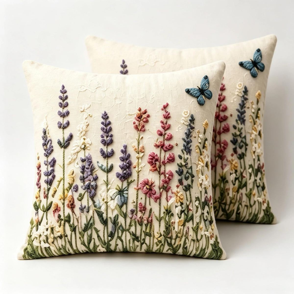 Decorative Throw Pillow Covers, Vintage Floral Pattern in Sage Green and Brown, 2 Pack Square Cushion Cases with Autumn Leaves Design，18x18 Pillows Linen Pillowcase