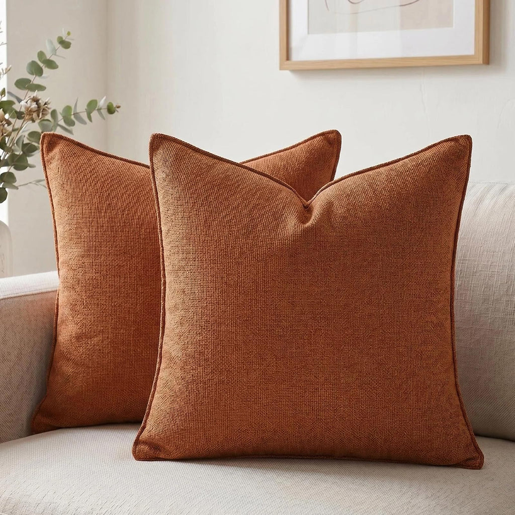 Fancy Homi Set of 2 Sage Green 12x20 Inch Soft Chenille Decorative Throw Pillow Covers with Flange Edge, Lumbar Neutral Modern Boho Textured Cushion Case Home Decor for Couch Sofa Bed Living Room