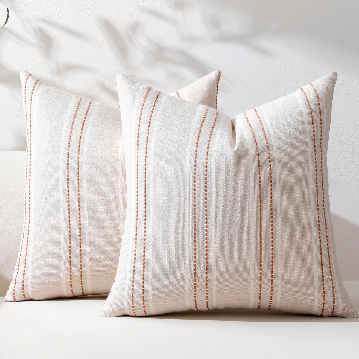Hckot Decorative Throw Pillow Covers 20x20 Set of 2 Striped Pillow Covers