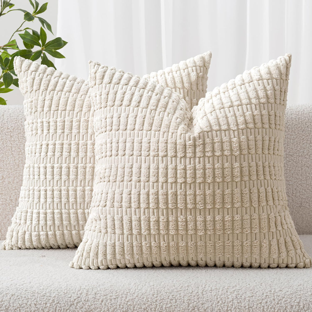 MIULEE Fall Corduroy Decorative Throw Pillow Covers 18x18 Rust Pack of 2