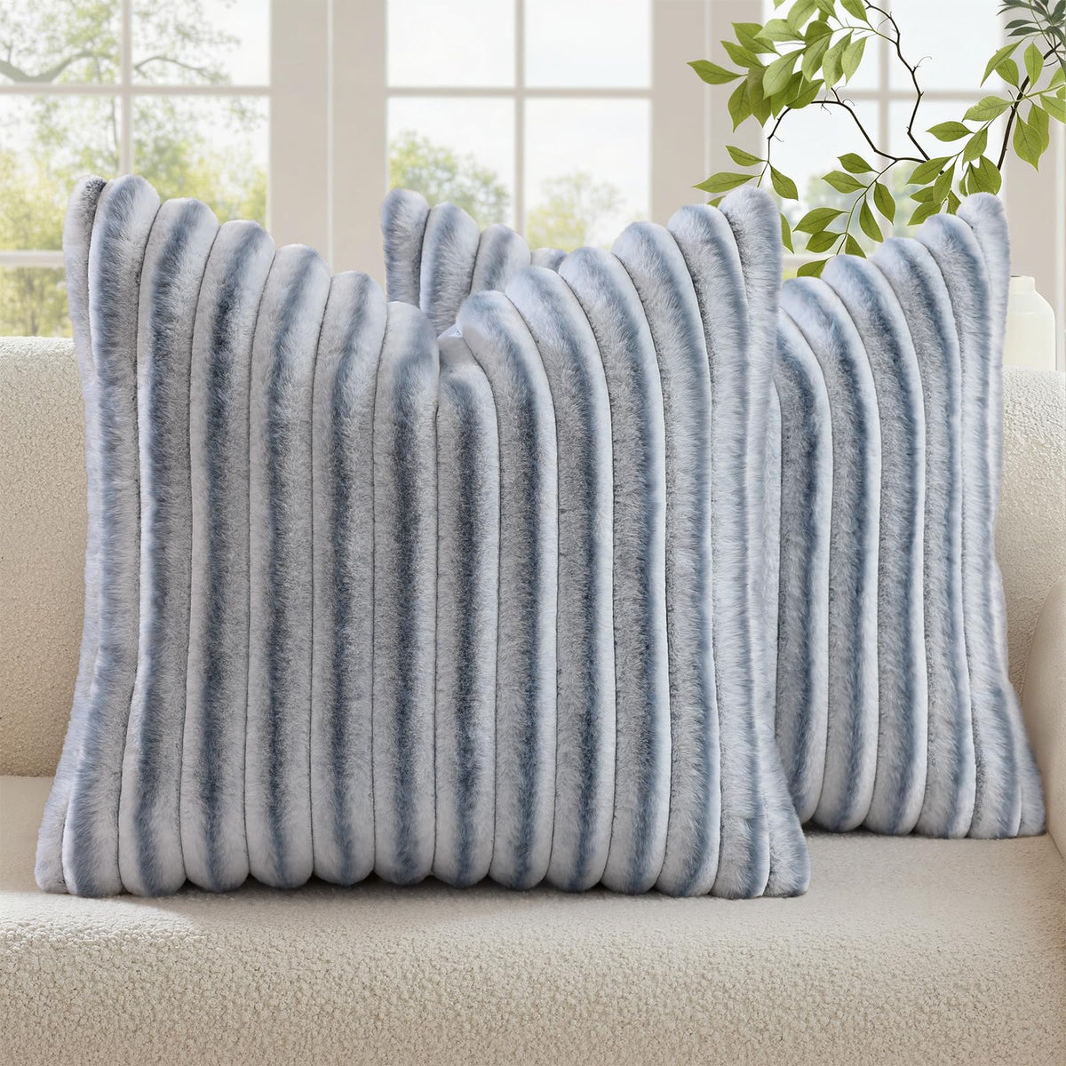 decorUhome Fall Faux Fur Throw Pillow Covers 18x18 Set of 2 Rust