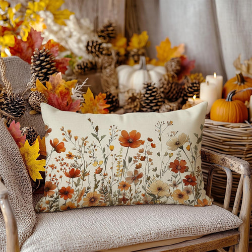 AACORS Fall Floral Lumbar Pillow Cover 12x20 Inch, Thanksgiving Sofa Decor