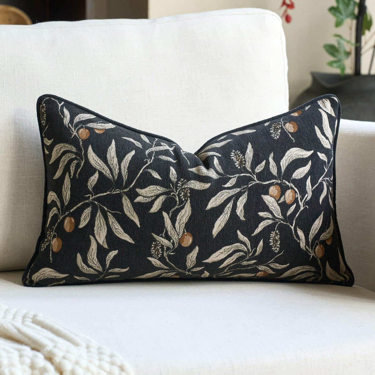 Alerfa Green Floral Throw Pillow Cover 12 x 20 Inch Rectange Luxury Decorative Lumbar Pillow Cover for Couch Living Room Bedroom