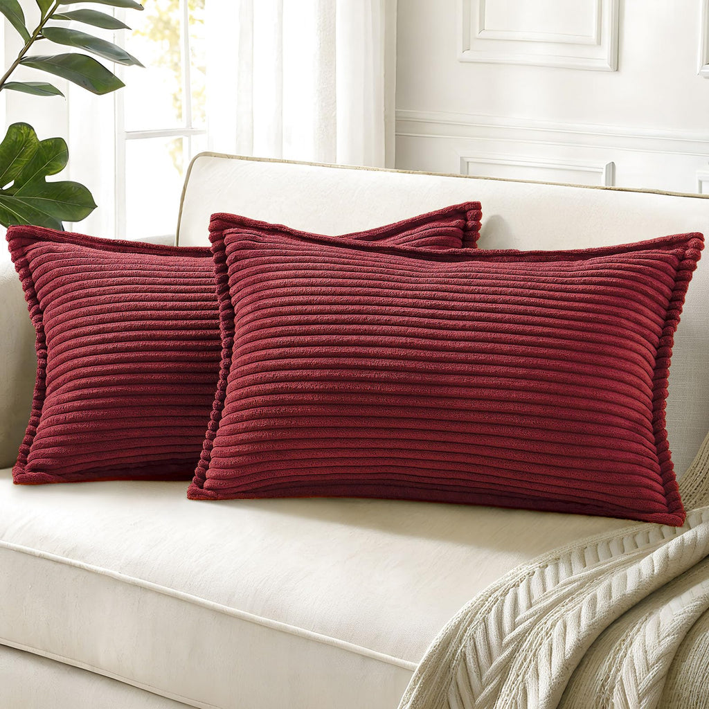 decorUhome Fall Corduroy Navy Blue Throw Pillow Covers 24x24 Set of 2