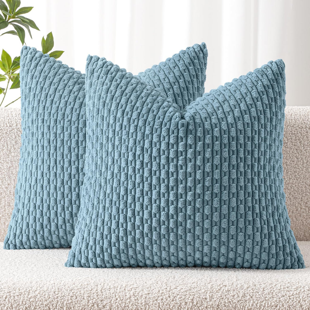 MIULEE Decorative Throw Pillow Covers 18x18 Sage Green Textured Corduroy