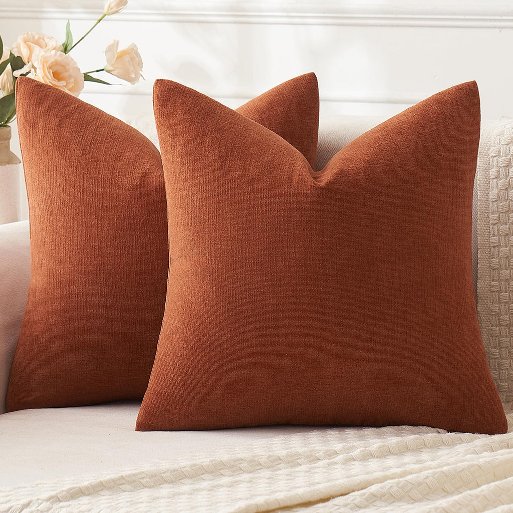 MIULEE Olive Green Chenille Couch Throw Pillow Covers, 18x18