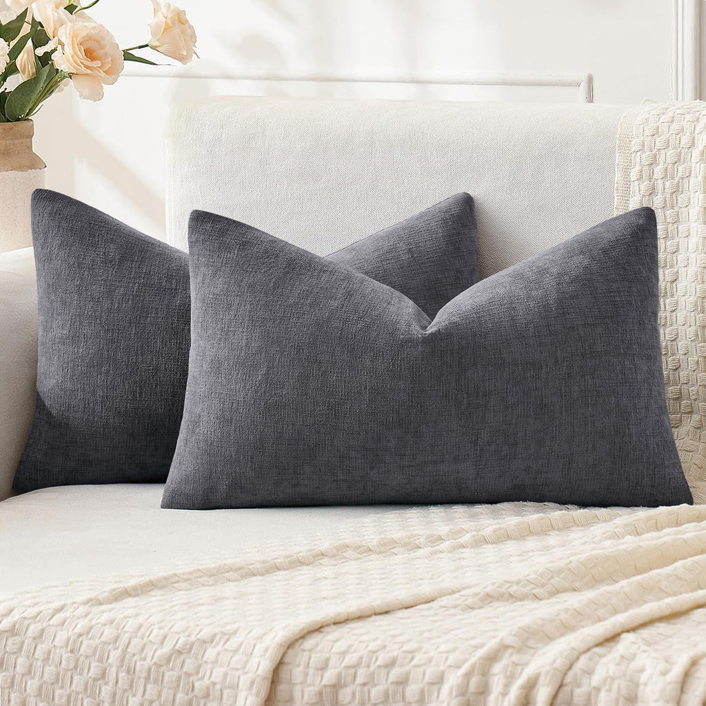 MIULEE Olive Green Chenille Couch Throw Pillow Covers, 18x18