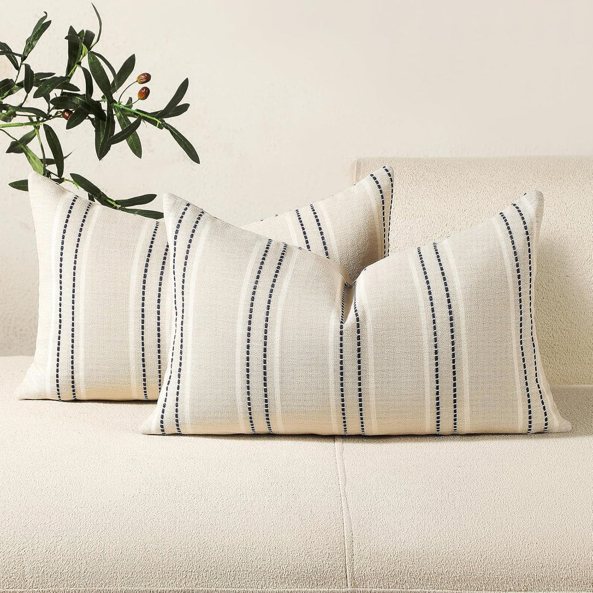 Hckot Decorative Throw Pillow Covers 20x20 Set of 2 Striped Pillow Covers