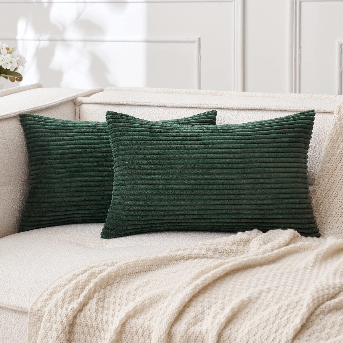 MIULEE Fall Decorative Corduroy Throw Pillow Covers Set of 2 20x20 Orange