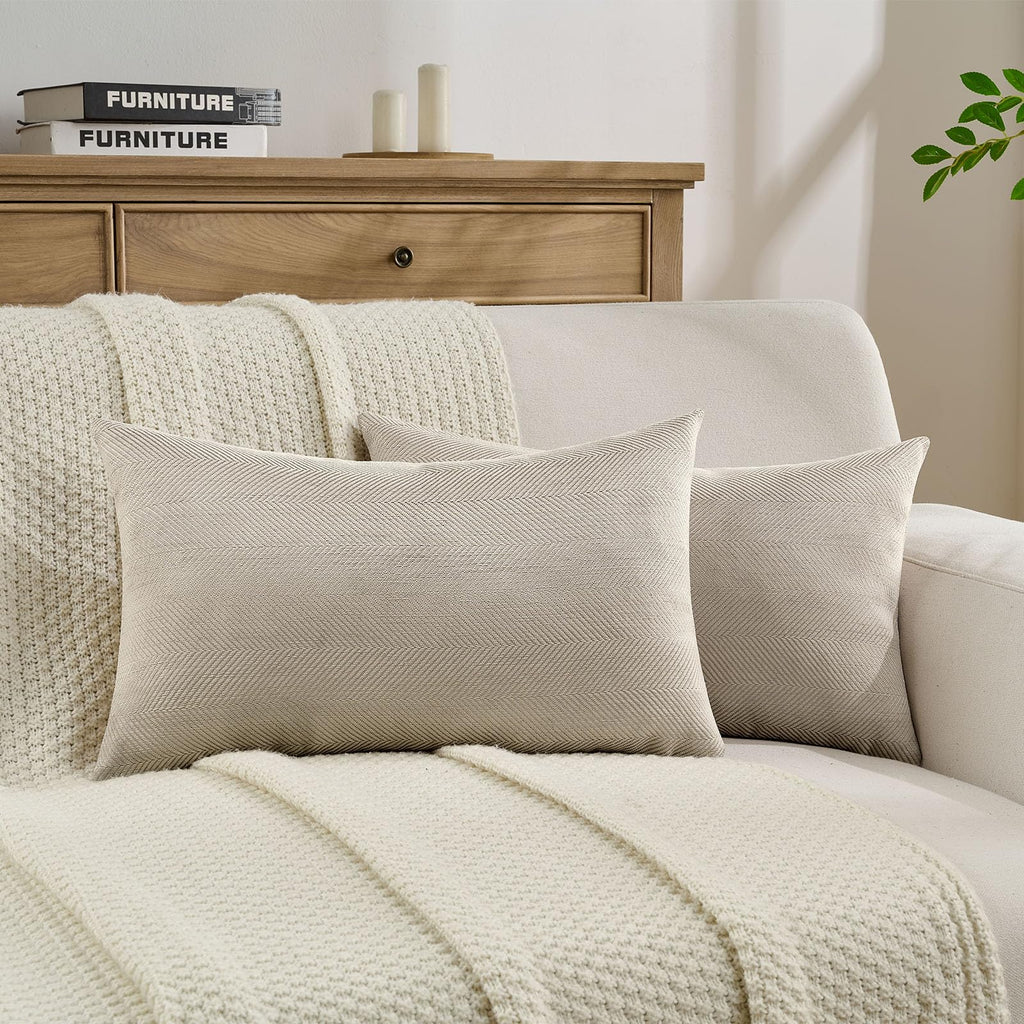 FUTEI Pack of 2 Chenille Throw Pillow Covers 18x18 Inch, Black