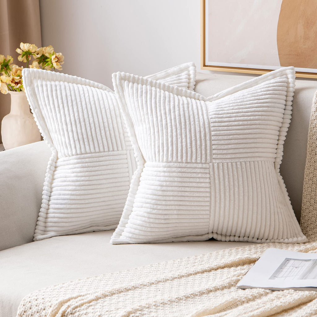 MIULEE Decorative Throw Pillow Covers for Couch 18x18 Inch Beige 2 Pack
