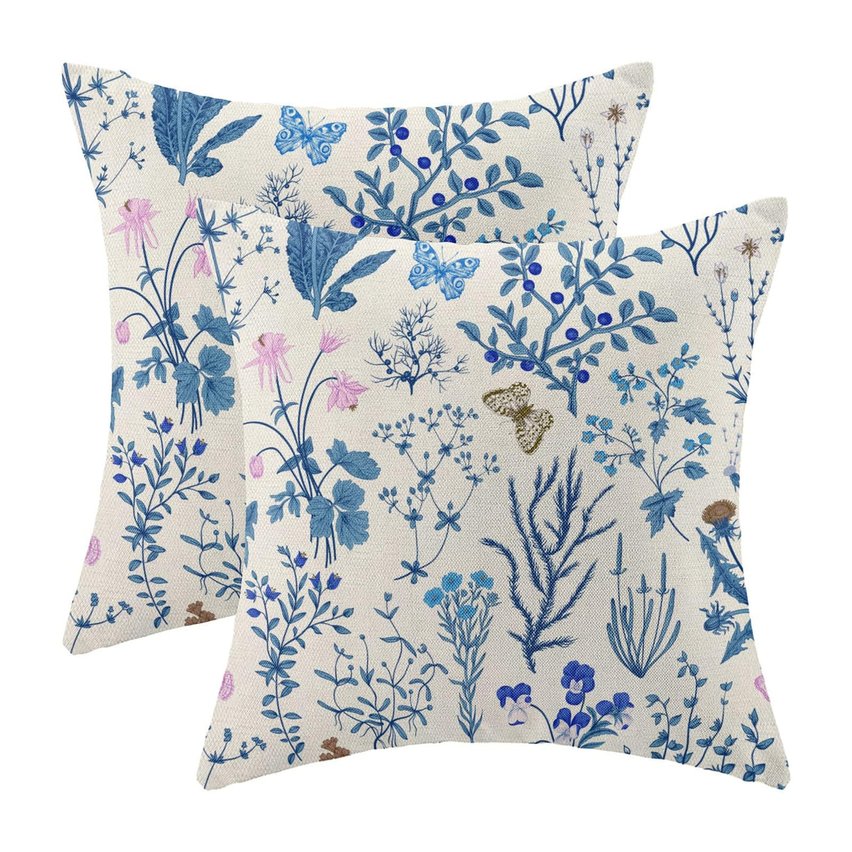 Spring Sage Green Wild Flower Pillow Covers 18x18 Set of 2