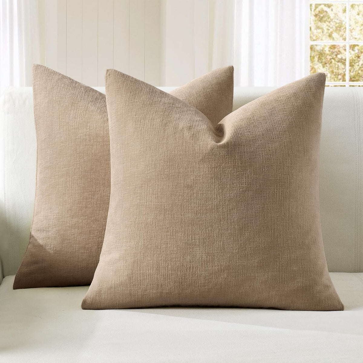 MIULEE Olive Green Chenille Couch Throw Pillow Covers, 18x18
