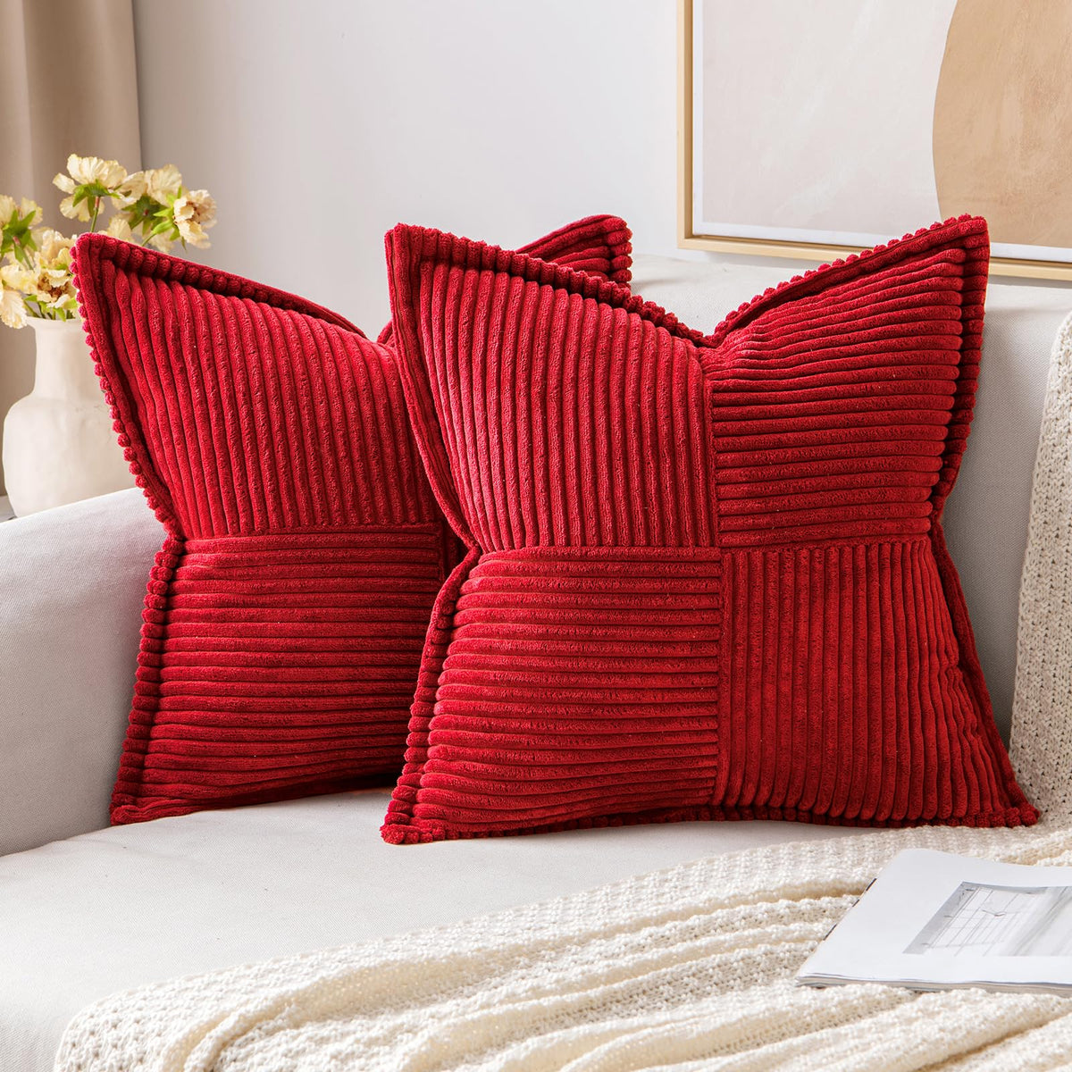 MIULEE Decorative Throw Pillow Covers for Couch 18x18 Inch Beige 2 Pack