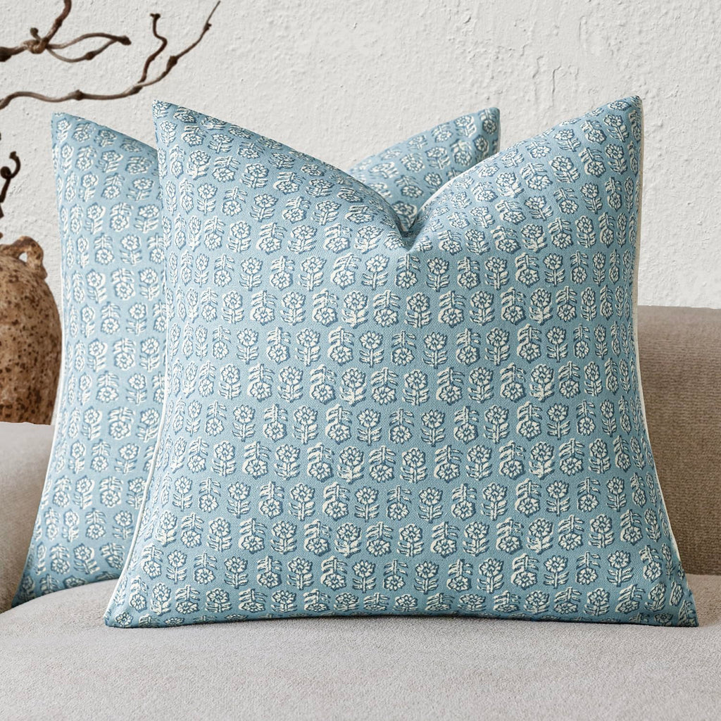 Foindtower Decorative Floral Print Throw Pillow Covers 20×20 Inch,Tan Taupe