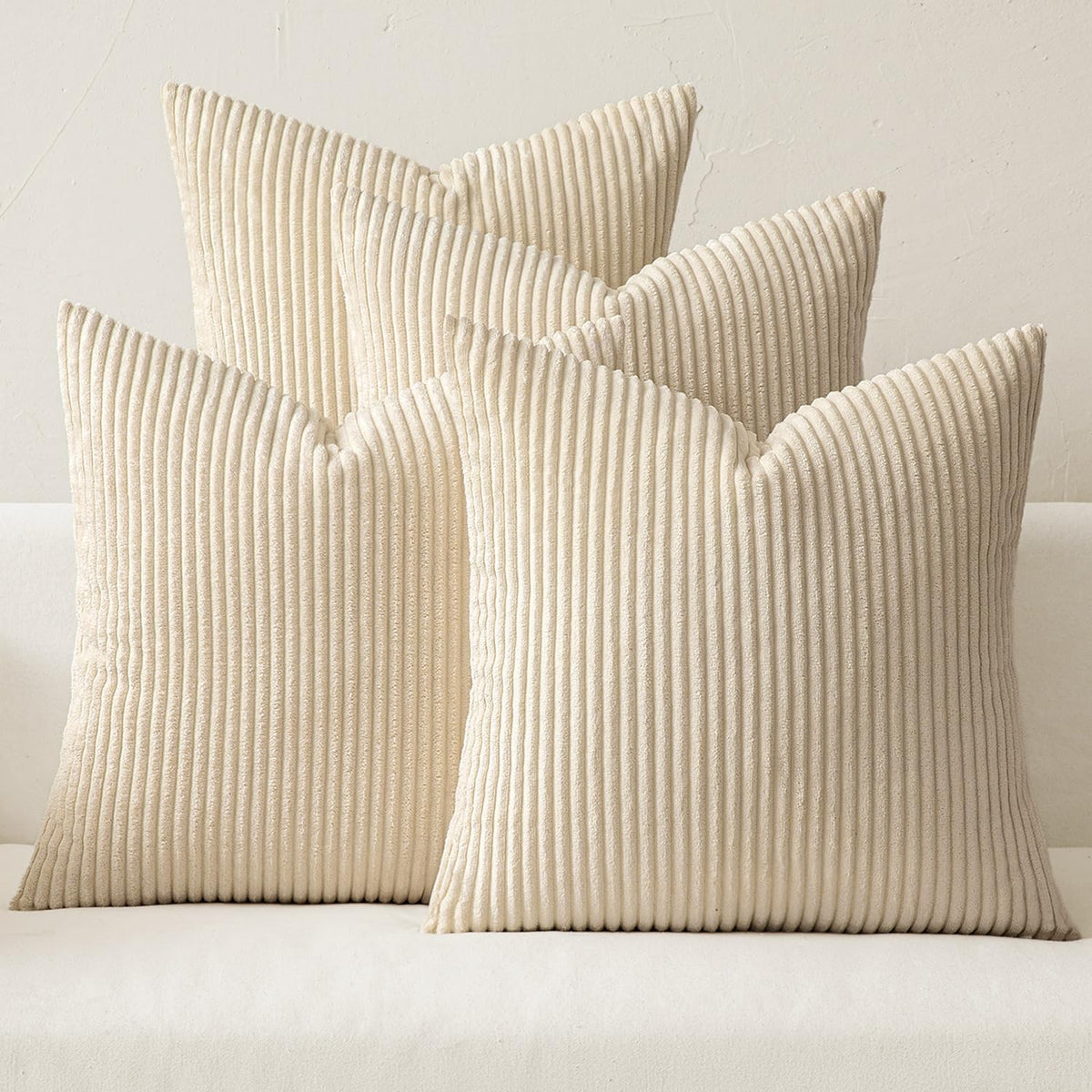 MIULEE Soft Corduroy Decorative Throw Pillow Covers Orange Teal 18x18