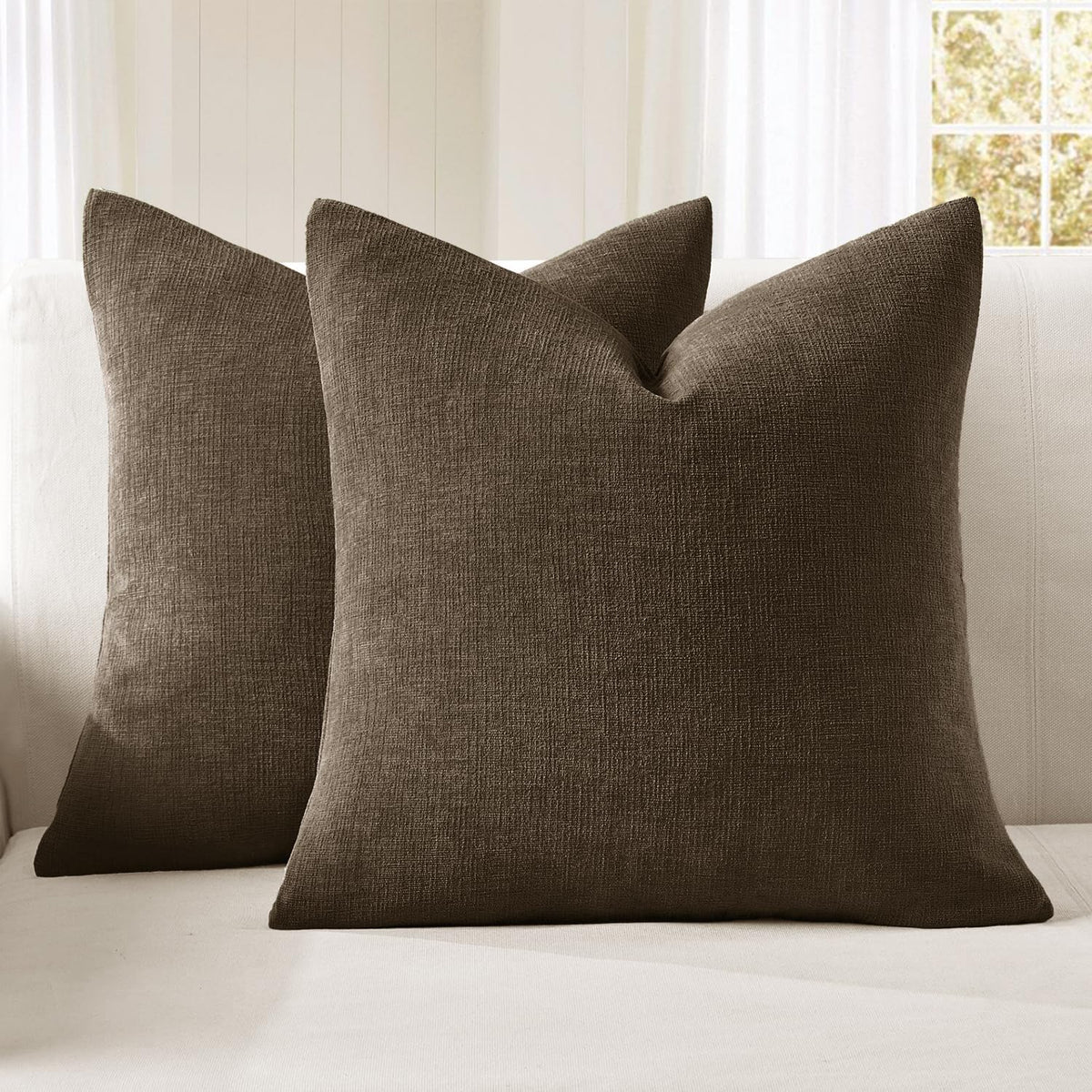 MIULEE Olive Green Chenille Couch Throw Pillow Covers, 18x18