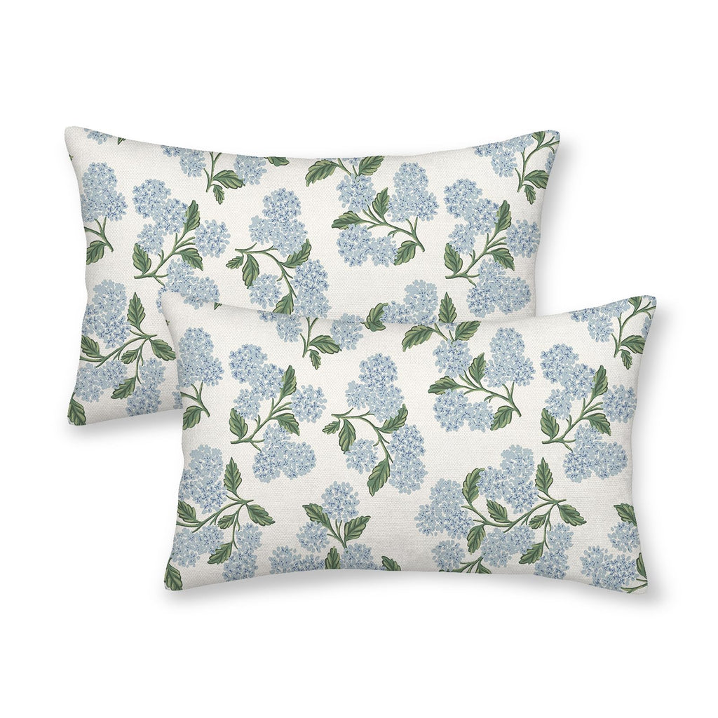 Floral Outdoor Pillow Covers 18x18 Inch Set of 2 Blue Green