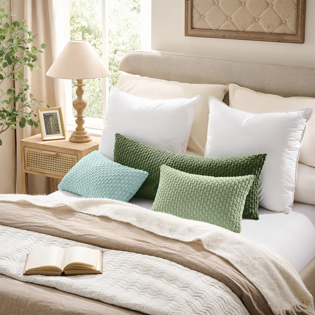 Kevin Textile Soft Corduroy 18x18 Inch Pillow Covers 2 Pack, Sage Green