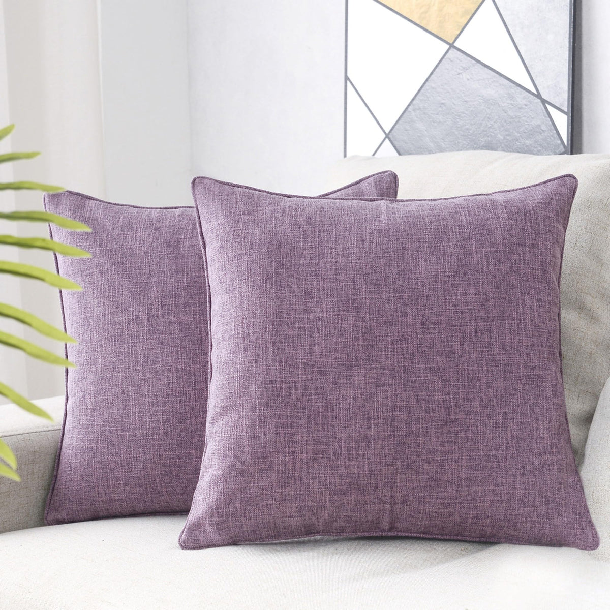 HPUK Throw Pillow Covers 18x18 Set of 4, Blue Patterned & Solid Covers