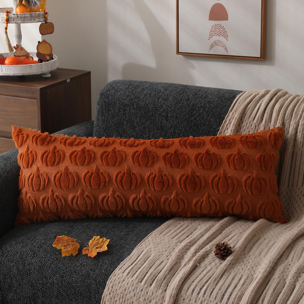 DFXSZ Fall Pillow Covers 18x18 2Pcs Rust Pumpkin Fall Decorations for Home
