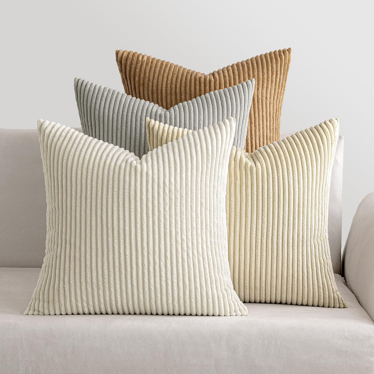 MIULEE Soft Corduroy Decorative Throw Pillow Covers Orange Teal 18x18