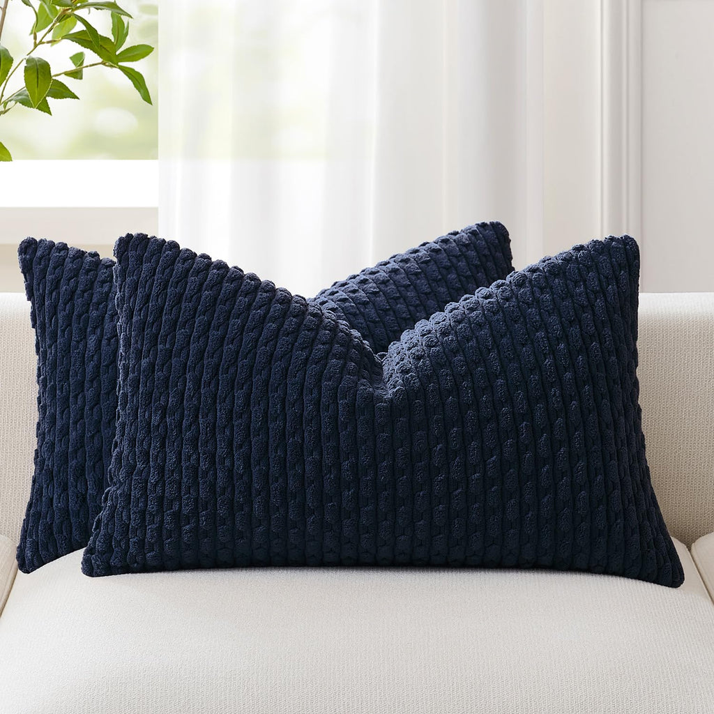 Kevin Textile Soft Corduroy 18x18 Inch Pillow Covers 2 Pack, Sage Green