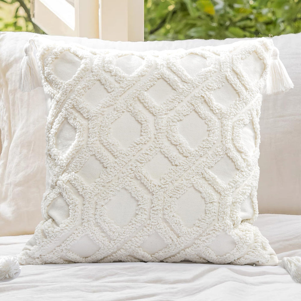 Lumbar Boho Pillow Covers 12x20 Tufted Teal for Couch Bed Teal