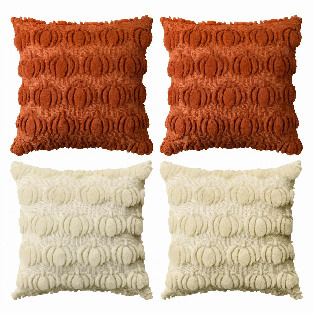 AVOIN colorlife Beige Fall Pumpkin Throw Pillow Covers 18x18 Inch