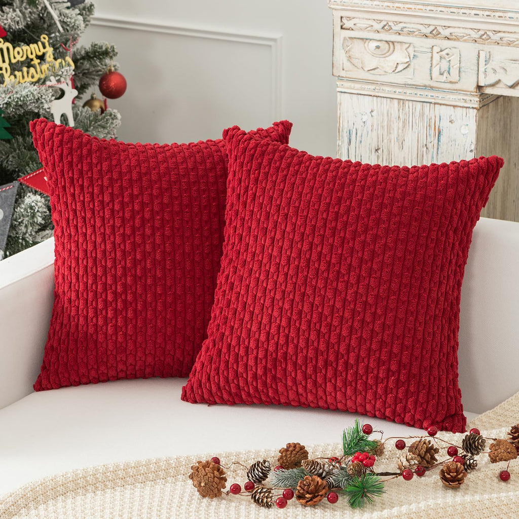 Kevin Textile Soft Corduroy 18x18 Inch Pillow Covers 2 Pack, Sage Green