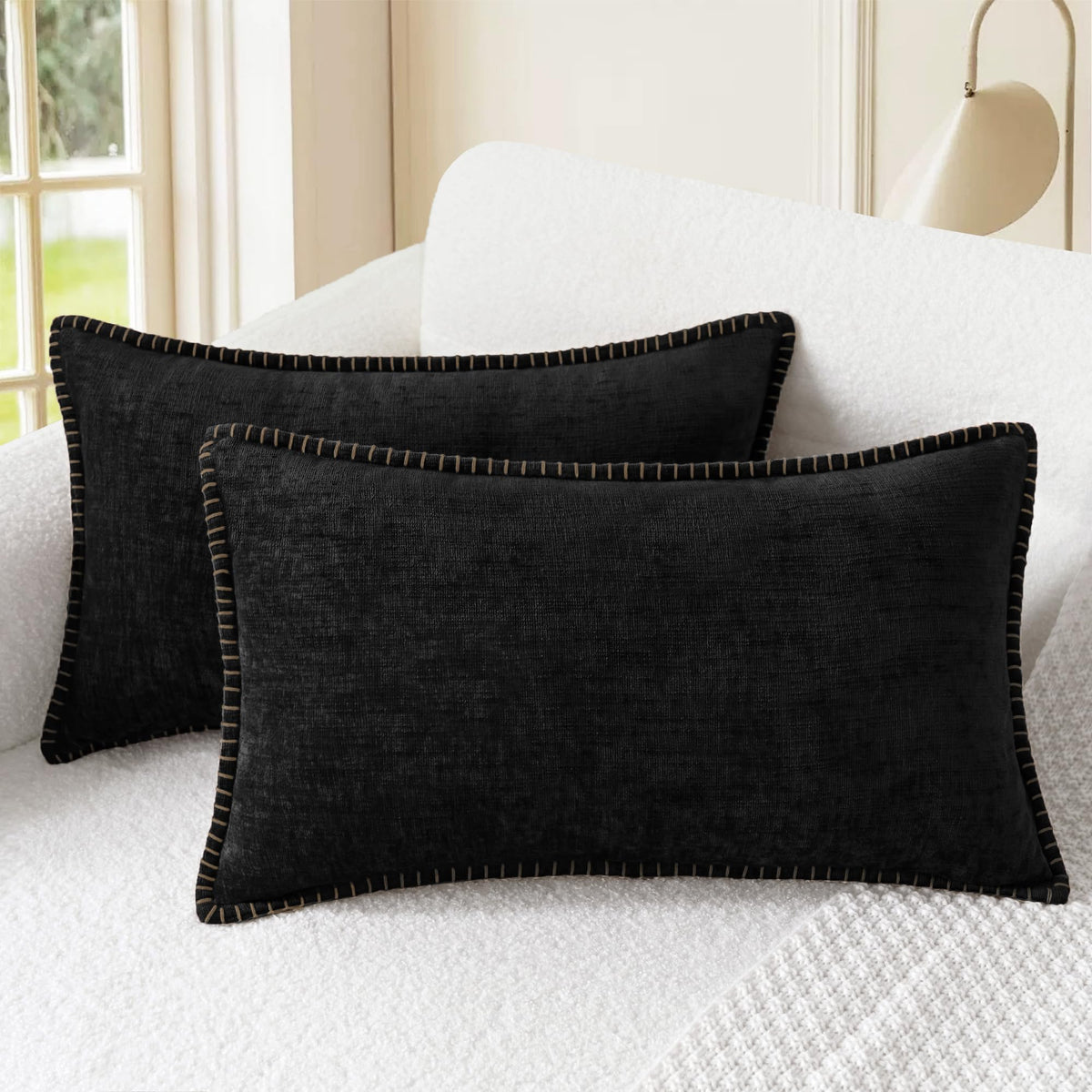 CaliTime Decorative Couch Throw Pillow Covers 20 X 12 Inches Gold